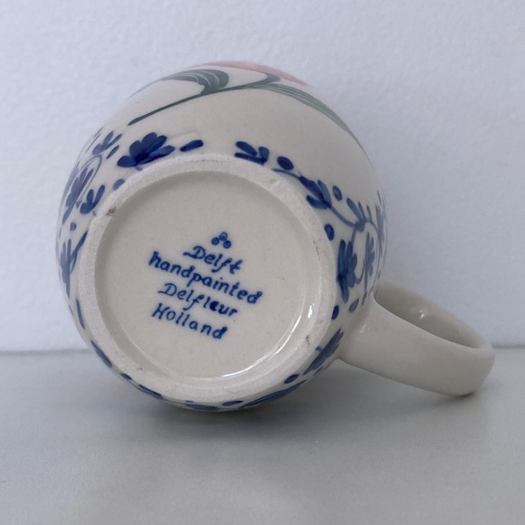 Floral Orange Tulip DELFT Handpainted Delfleur Holland Mug Cup - Picture 6 of 8